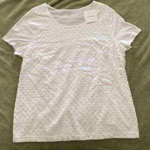 White eyelet tee shirt